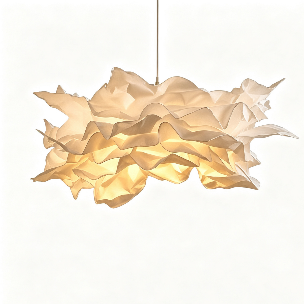 Cream Cloud-Shaped Layered Paper Pendant Lamp on a white background