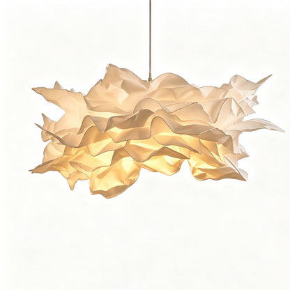 Cream Cloud-Shaped Layered Paper Pendant Lamp on a white background