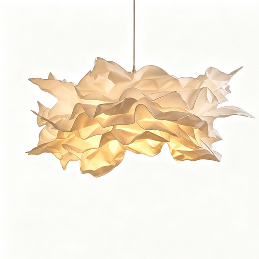 Cream Cloud-Shaped Layered Paper Pendant Lamp on a white background