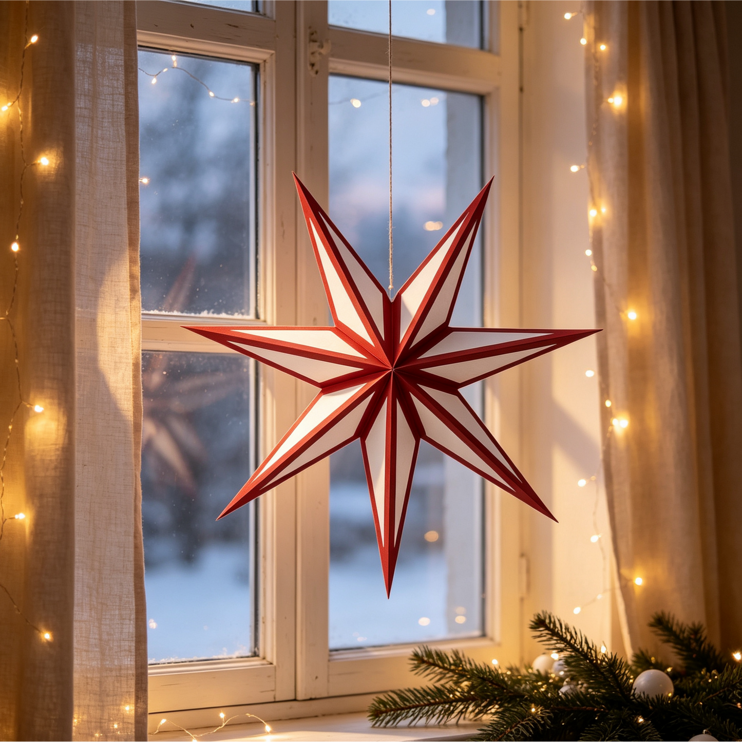Seven-Point Paper Christmas Star Ornament showing its structure