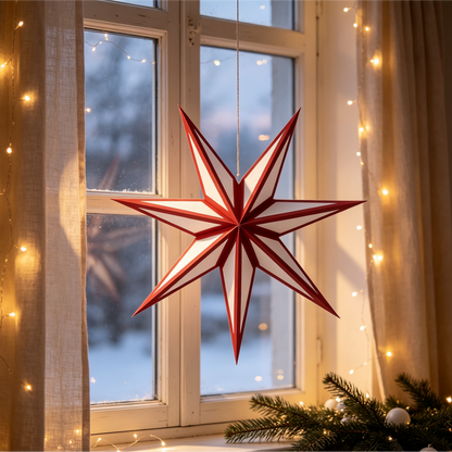 Seven-Point Paper Christmas Star Ornament showing its structure