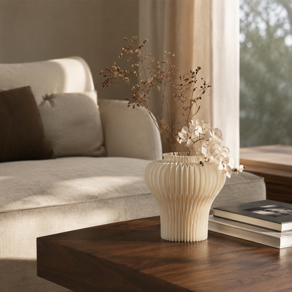 Wabi-Sabi Paper Vase showing its structure and design details
