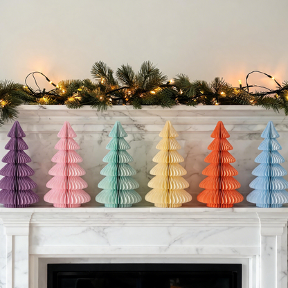 Pastel Honeycomb Paper Christmas Tree Decorations showing its structure