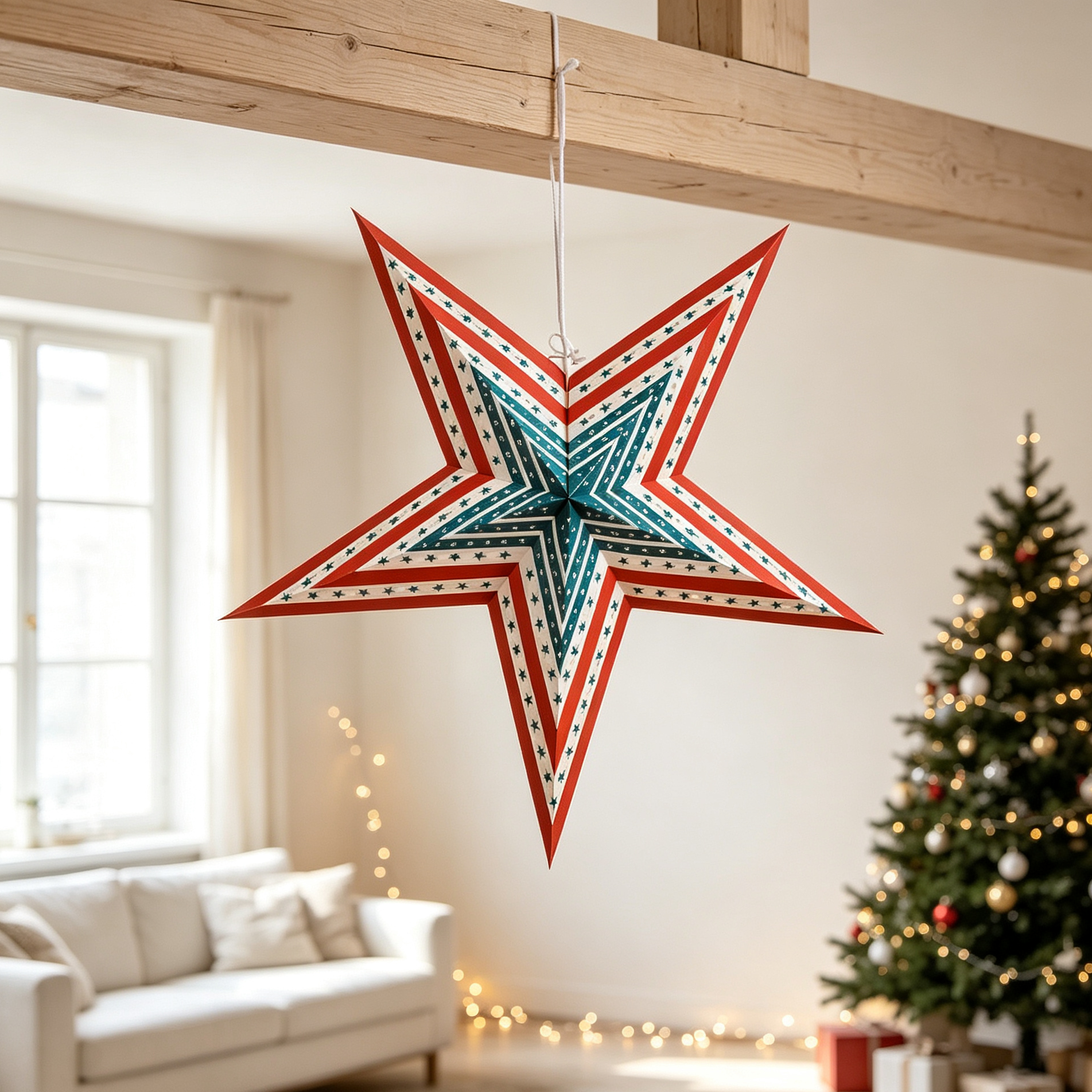 Five-Point Multi-Layer Paper Christmas Star showing its structure