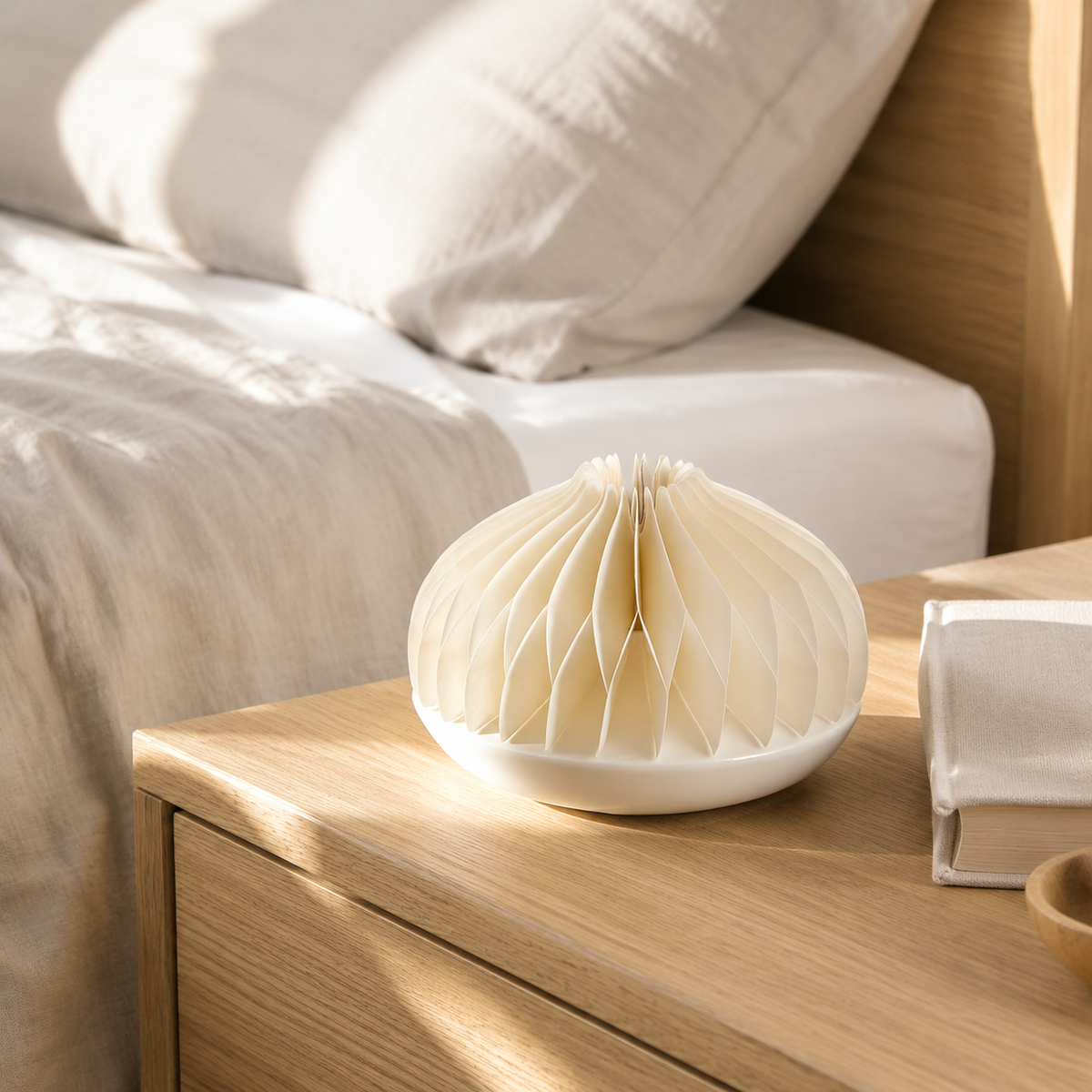 Round Honeycomb Paper Aroma Diffuser in a modern living room