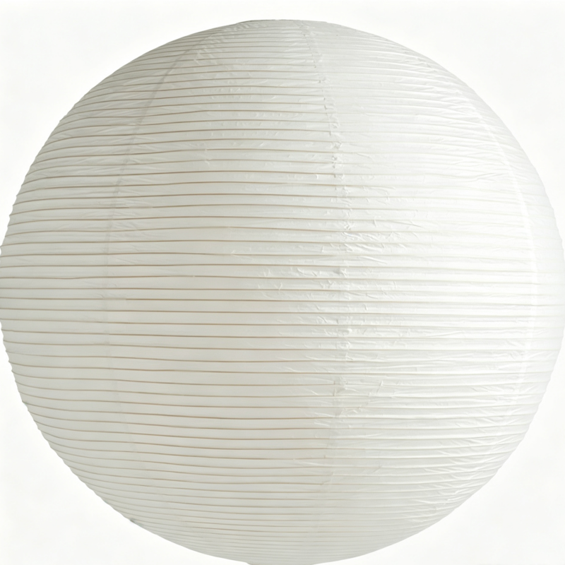 Large Round Rice Paper Pendant Lamp on a white background, shown from the front