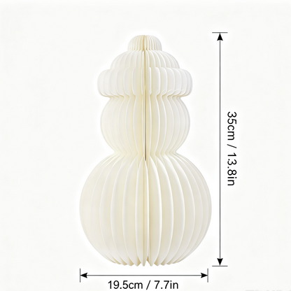 Cream Snowman Accordion Paper Christmas Lamp showing its structure