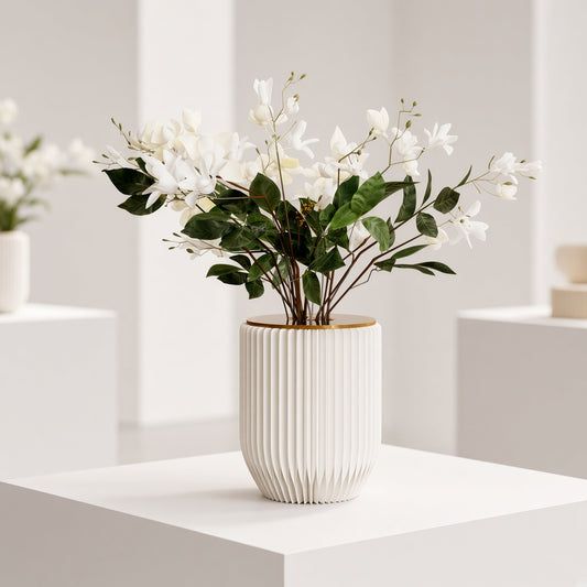 Custom Pleated Honeycomb Paper Tabletop Vase on a white background