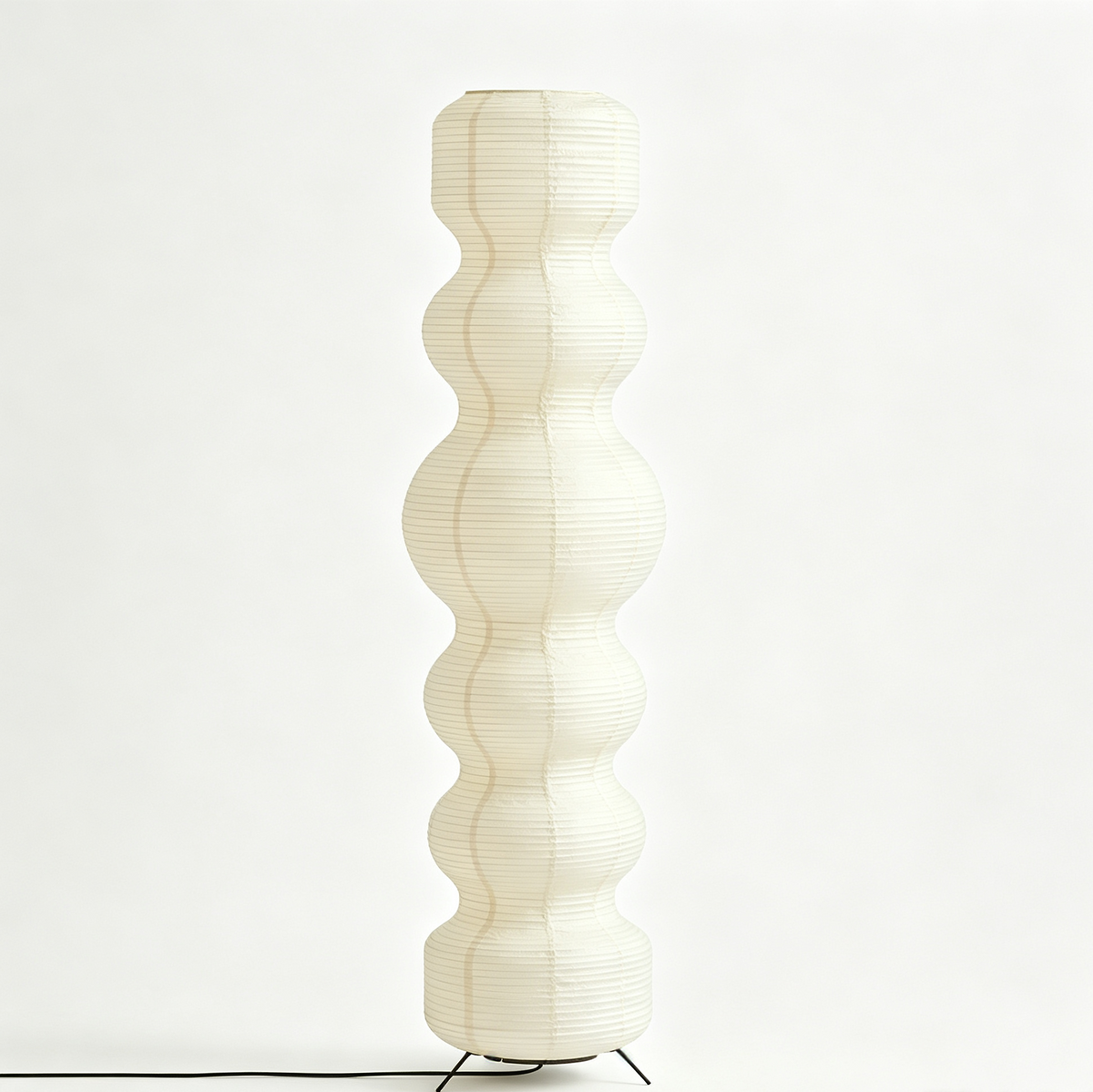 Tall Gourd-Shaped Rice Paper Floor Lamp on a white background
