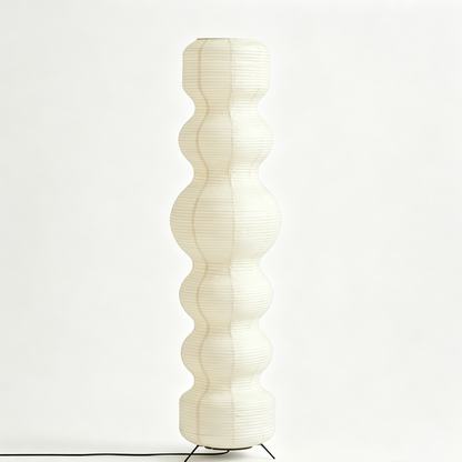 Tall Gourd-Shaped Rice Paper Floor Lamp on a white background