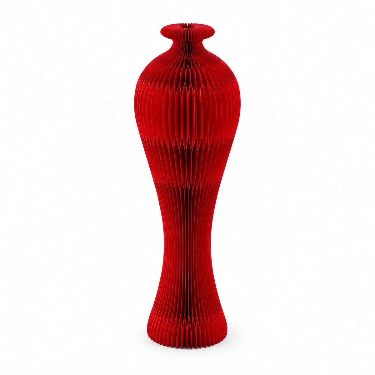 Custom Tall Honeycomb Paper Floor Vase on a white background