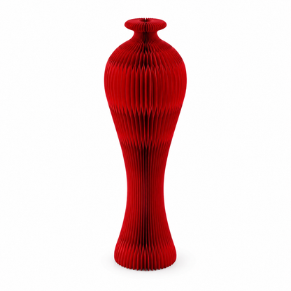 Custom Tall Honeycomb Paper Floor Vase on a white background