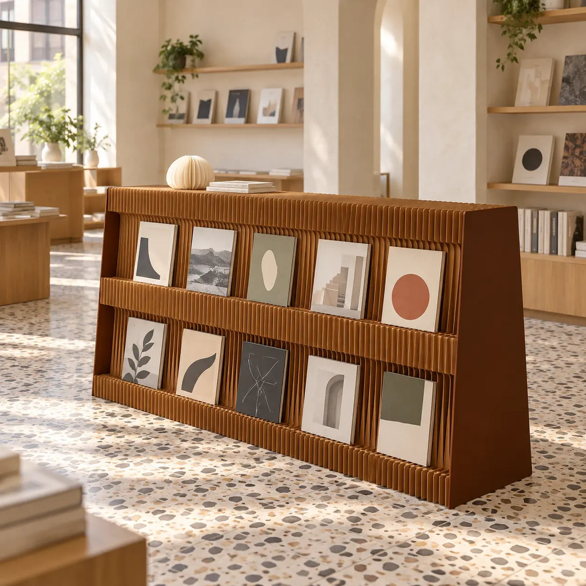 Foldable Accordion Paper Display Shelf