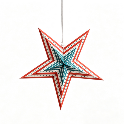 Five-Point Multi-Layer Paper Christmas Star on a white background