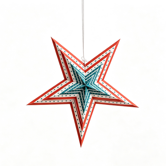 Five-Point Multi-Layer Paper Christmas Star on a white background