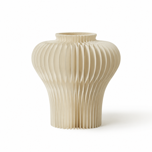 Wabi-Sabi Paper Vase on a white background, shown from the front