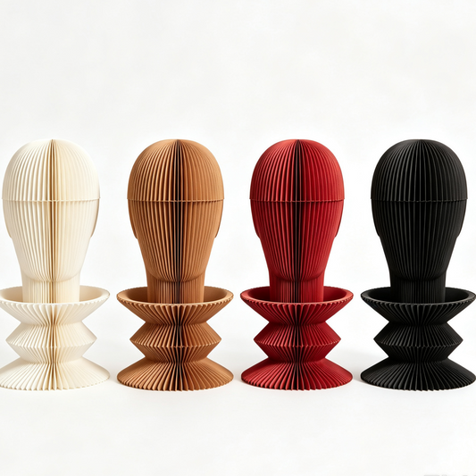 Honeycomb Paper Hat Display Stand on a white background, shown from the front