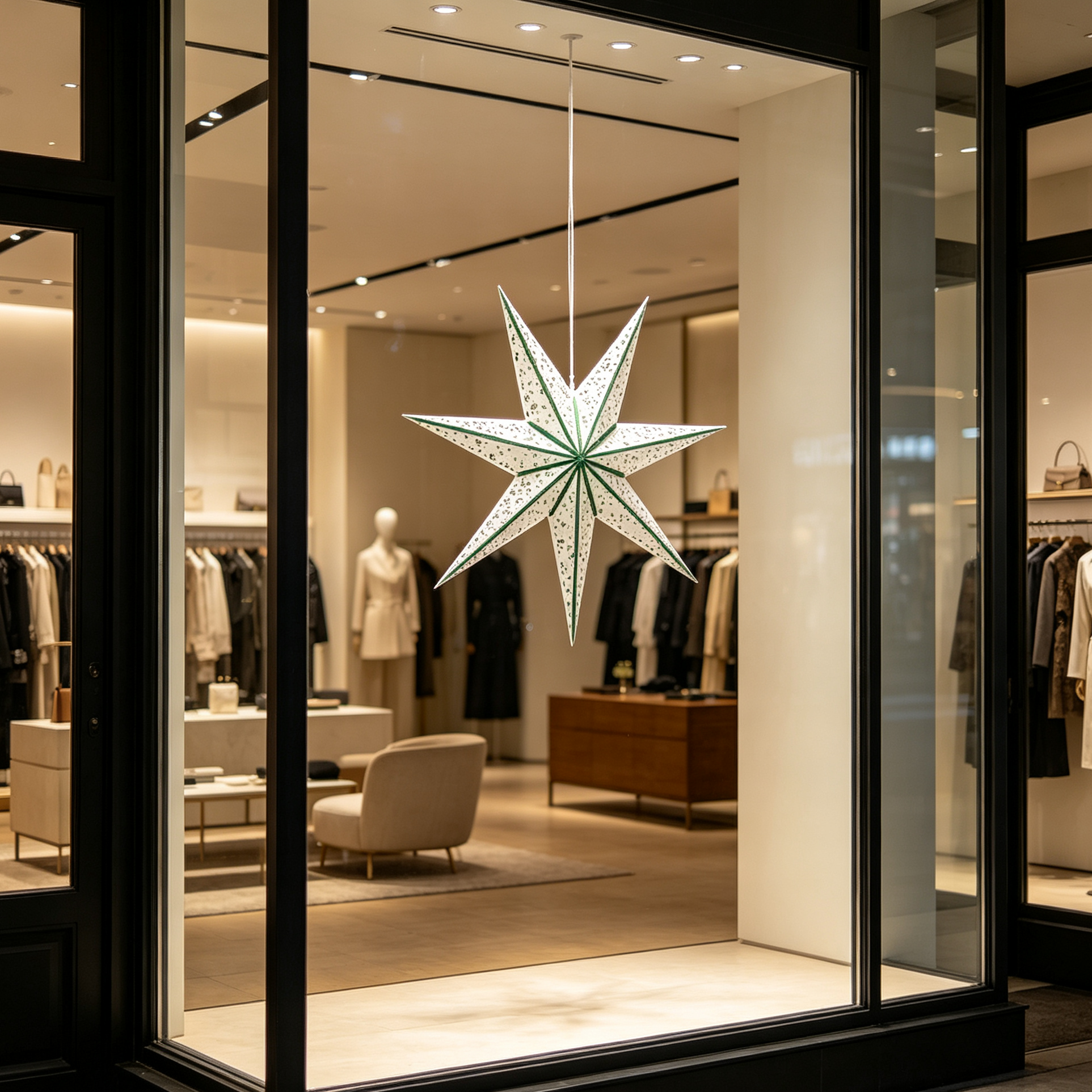 Folded Seven-Point Perforated Paper Christmas Star for compact storage and shipping