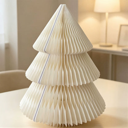 Medium Nordic Honeycomb Paper Christmas Tree with LED Light in a modern living room