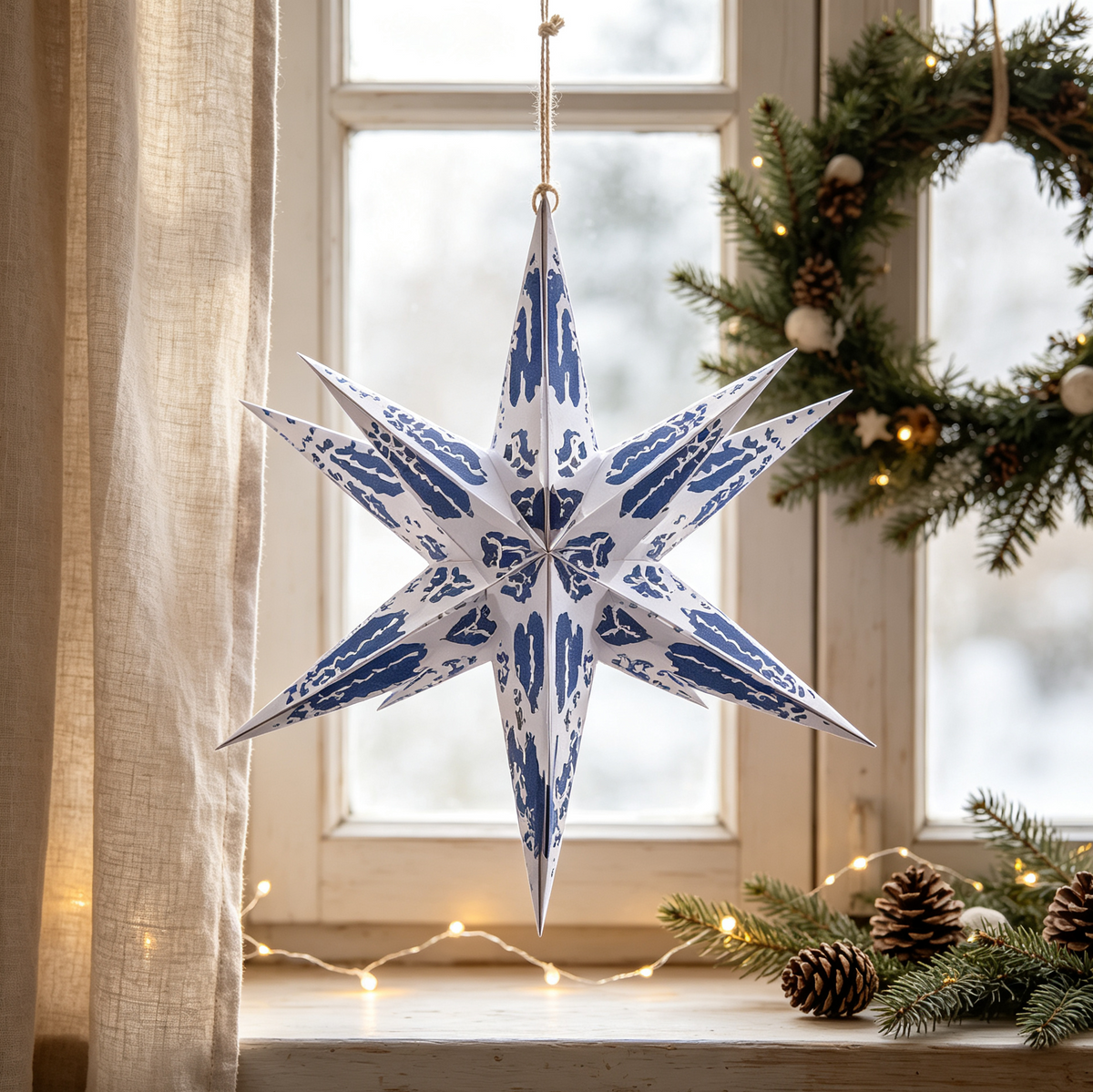 Multi-Point Paper Christmas Star Ornament showing its structure