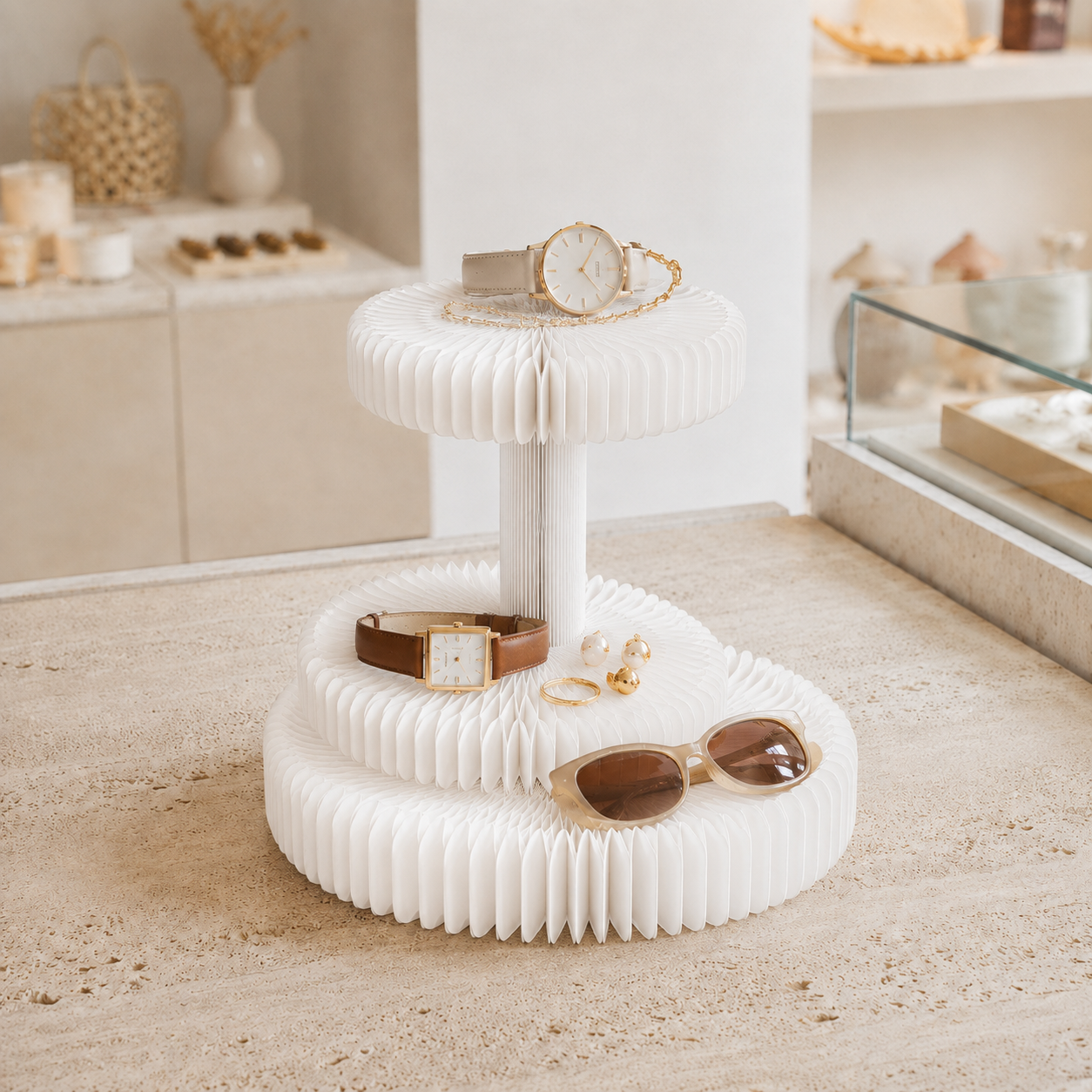 Honeycomb Paper Display Stand for Retail showing its structure
