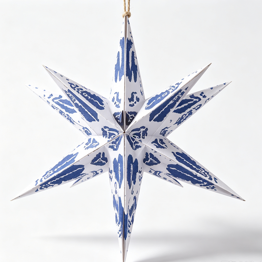 Multi-Point Paper Christmas Star Ornament on a white background
