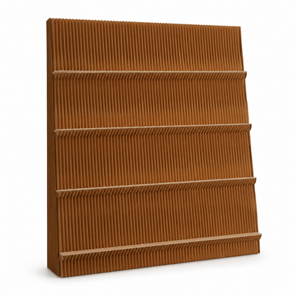 Custom Wide Honeycomb Paper Magazine Display Rack on a white background
