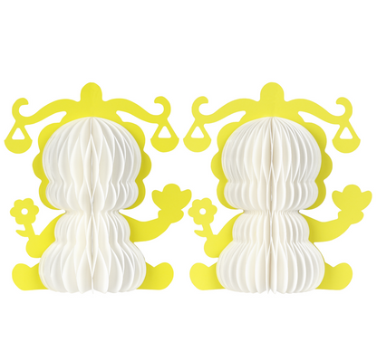 Zodiac Sign Honeycomb Paper Tabletop Decorations on a white background