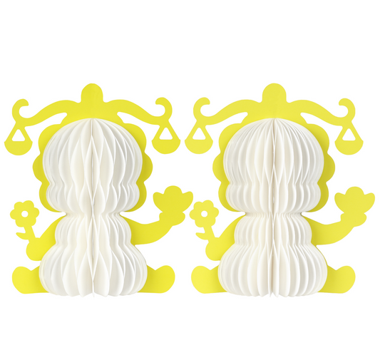 Zodiac Sign Honeycomb Paper Tabletop Decorations on a white background