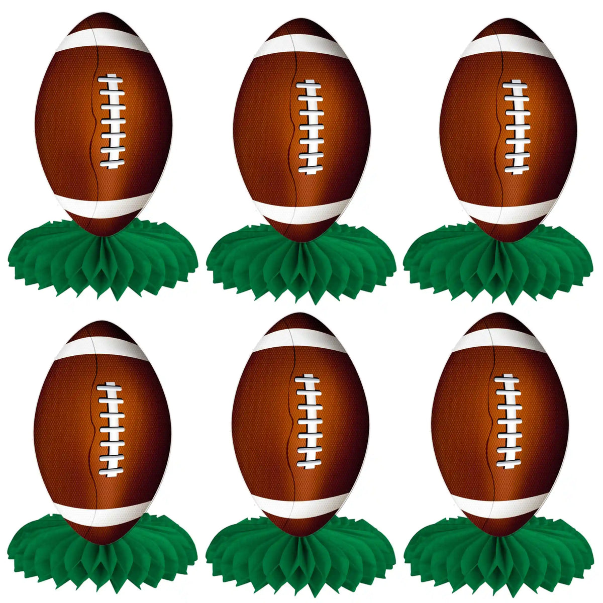 American Football Honeycomb Table Centerpieces 6 Pack on a white background