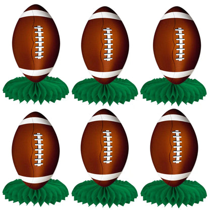 American Football Honeycomb Table Centerpieces 6 Pack on a white background