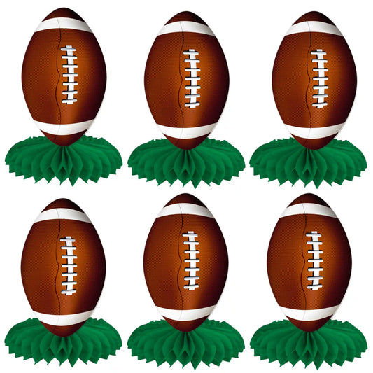 American Football Honeycomb Table Centerpieces 6 Pack on a white background