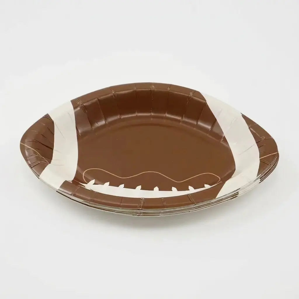 American Football-Shaped Paper Snack Trays on a white background