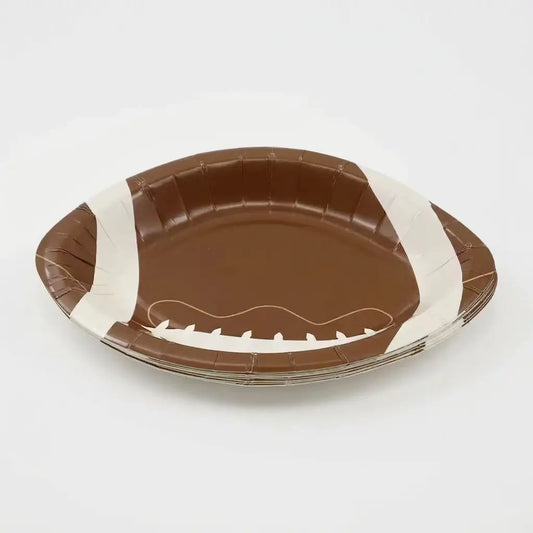 American Football-Shaped Paper Snack Trays on a white background