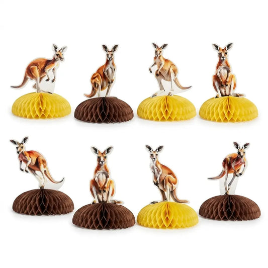Kangaroo Honeycomb Table Centerpieces 8 Pack on a white background