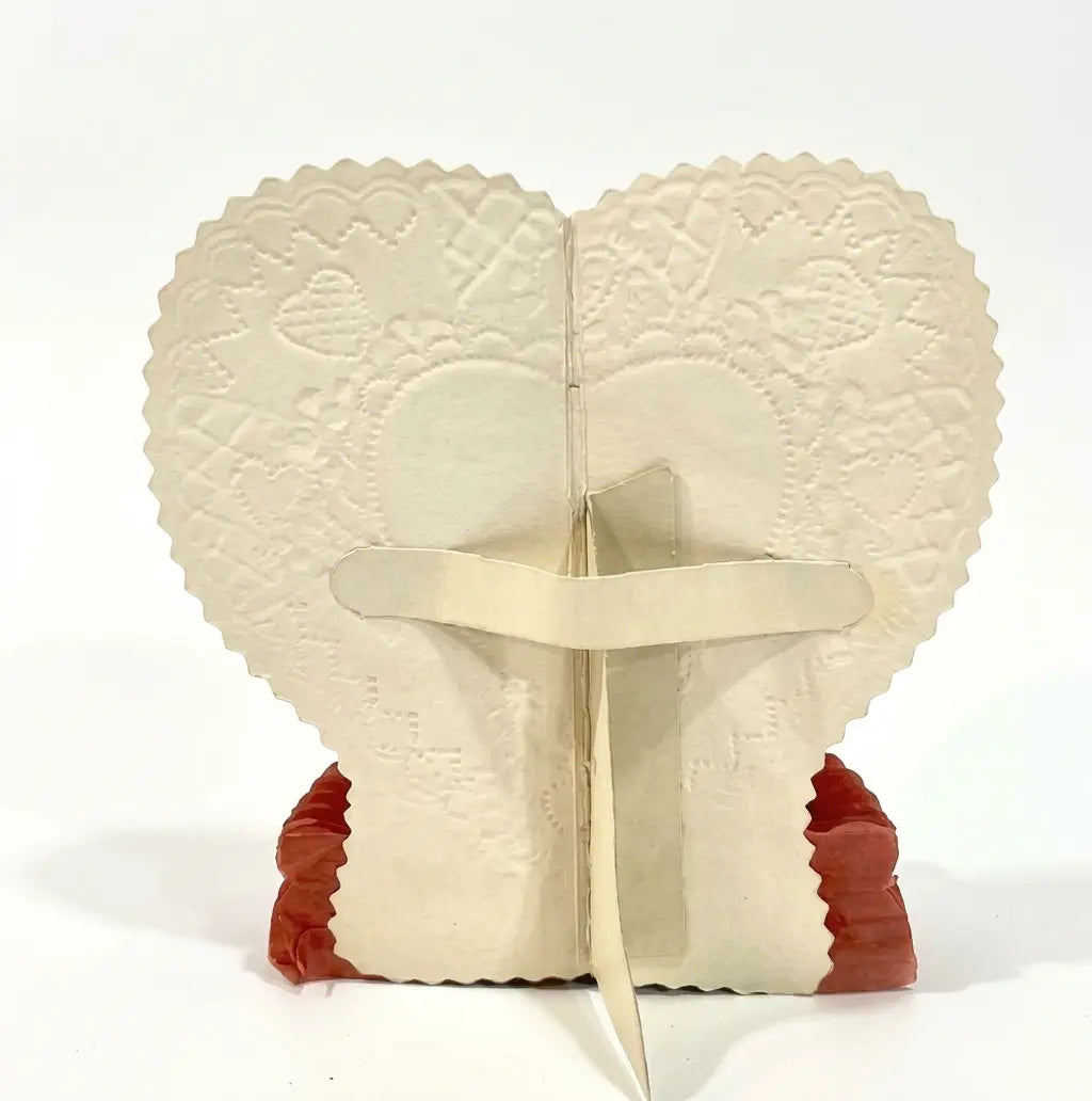 Vintage Honeycomb Heart Valentine Card Display showing its structure