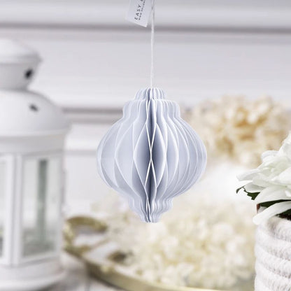 White Honeycomb Paper Christmas Bauble Ornament showing its structure