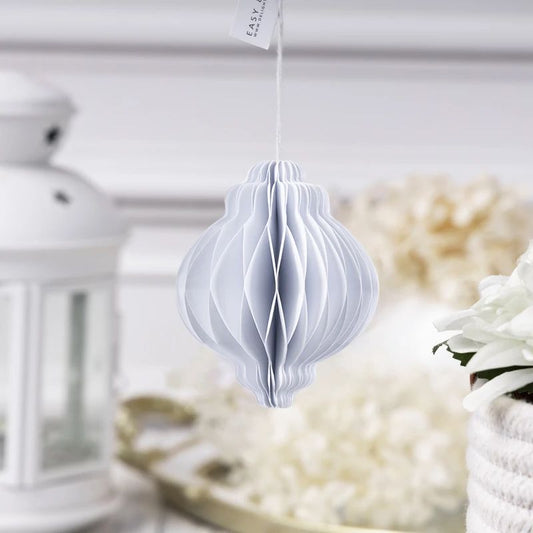White Honeycomb Paper Christmas Bauble Ornament showing its structure